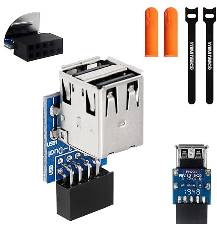 YIMATEECO Motherboard USB 9Pin Adapter,9Pin/10Pin Motherboard Female Header to Dual USB 2.0 A Female Internal Header Adapter Converter,for Desktop Vertical Type(Type-B)