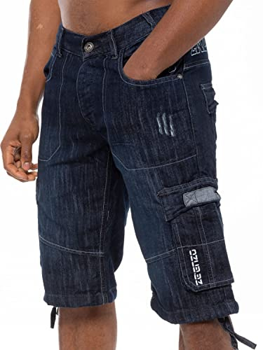 989Zé ENZO Hommes Cargo Shorts Bermudas Classique Coton Homme Casual Short avec Poche EZS404 Bleu Fonce 42