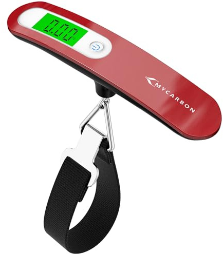 MYCARBON Bilancia per Valigie Bilancia Valigie da Viaggio Elettronica Digitale 50KG Funzione Tara LCD Display Bilancia Pesa Valigie Portatile (Rosso)