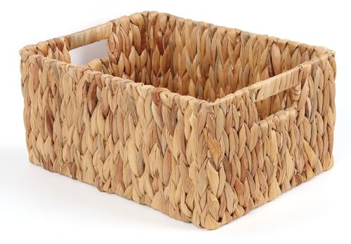 FEIALNDUO Wicker Shelf Baskets, Woven Storage Bins for Shelves Pantry Organizers and Storage with Handles Home Decor (Natural, 15D x 11W x 7H)