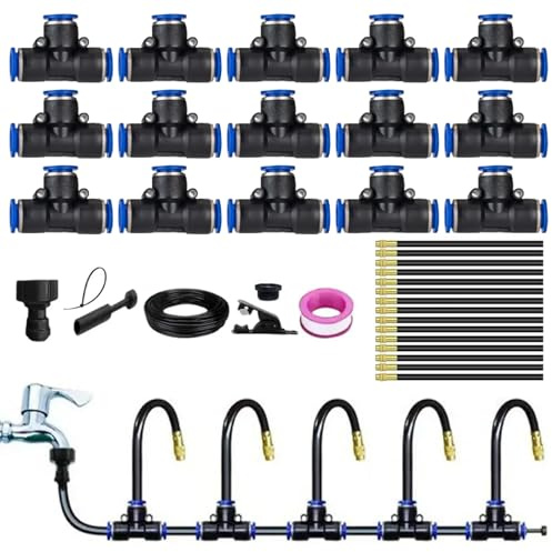 Sistema di irrigazione per giardino, completo sistema di irrigazione a goccia automatico con connettori, ugelli, taglierina, facile da installare, kit antigoccia senza perdite