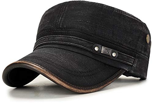 Yixda Vintage militär armékeps justerbar skärmmössa sol basebollkeps, svart, one size