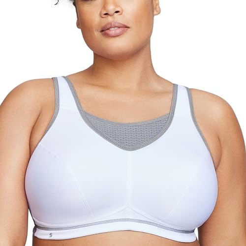 Glamorise No-Bounce Camisole Elite Sports Wirefree Bra 1067 (Women's & Women's Plus) White/Gray