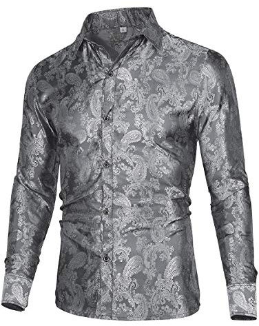 Allthemen Paisley herrskjorta Jacquard långärmad skjorta