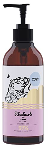 YOPE Natural Shower Gel | Neutral pH | Ultra-gentle cleansers| Rose extract| Plant glycerine | Vegan Formula| 97% Natural ingredients | Rhubarb and Rose 400ml