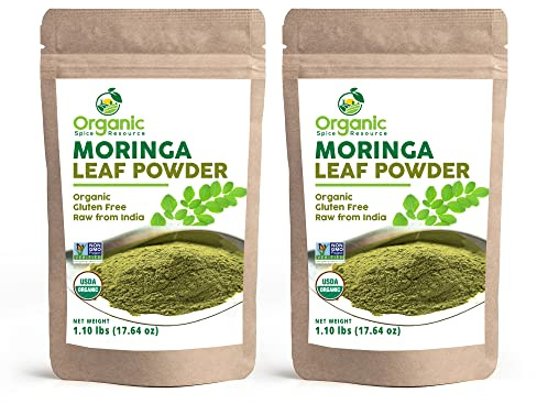Organic Moringa Powder - 35.28 oz | Pack of 2 | USDA Organics, Non-GMO, Kosher, Halal, Moringa Olifera Powder - 100% Raw and Natural, by OSR