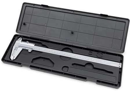 WIKISTORE PROFESSIONAL CALIBRE COMPLET NONIUM VIS 300mm, Pied à coulisse Ventesimal avec becs de 60mm, Verrouillage en acier, Lecture 1/20° 0.05MM / 1/128, Outil de travail précis