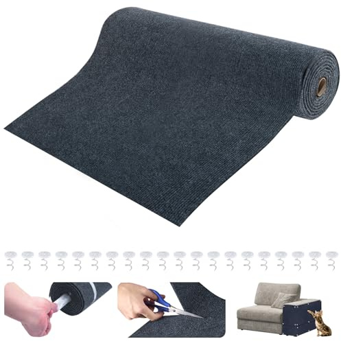 Vitasemcepli Protezione Graffi Gatto 40 X 200 CM, Tappeto Tiragraffi per Gatti Autoadesivo, Protettore Antigraffio per Mobili, Divano, Porte e Pareti, Taglio DIY con 20 Spille (Grigio Scuro)