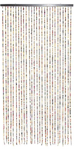 CHZIMADE 27 Strands Colorful Wooden Beaded Door Curtain 90x175CM Bead Curtain for Doorway Handmade Bamboo Hanging Door Fly Screen Curtain (175x90cm(27 Strands))