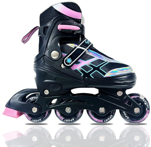 Inline-Skates für Kinder, Mädchen & Jungen im Alter von 4-6, 5-8, 6-12, 8-12 Jahren – Verstellbare Rollschuhe für Anfänger, Jugendliche, Indoor & Outdoor, größenverstellbar