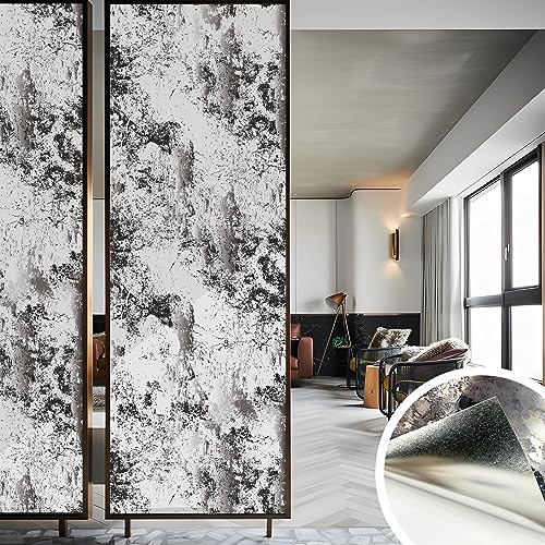 funlife Foxed Antique Chrome Reflective Style Vintage Rusted Motif Wallpaper, 58X200CM Grunge Motif