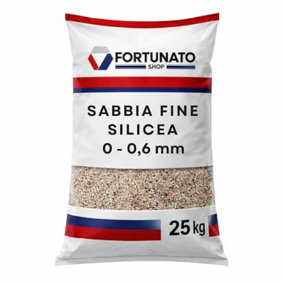 FORTUNATO Sabbia Silicea Fine Grani Tondeggianti Aggregato Naturale Granulometria 0,0-0,6 mm Finitura Superfici Sacco kg 25