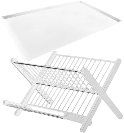 Folding Dish Drainer Rack Dish Drying Rack White | PP and Stainless Steel, Tableware and Dishes, Restaurant Hotel Use, Easy to Store, Fine Workmanship