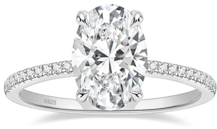 EAMTI 4.5CT 925 Sterling Silver Engagement Rings Oval Cut Cubic Zirconia CZ Wedding Promise Rings for Her Stunning Wedding Bands for Women Size 7