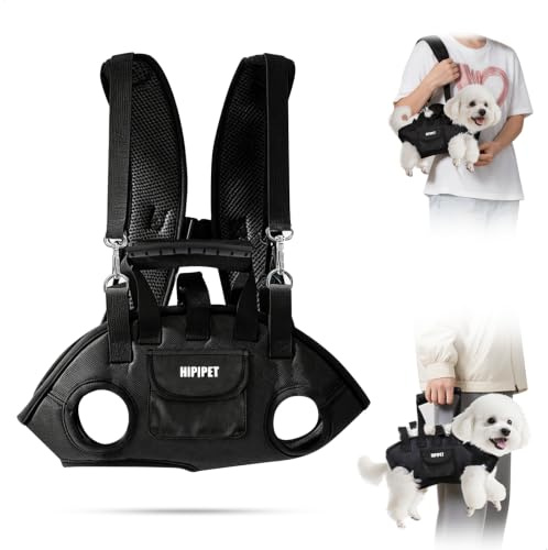 Sac de Transport pour Chien, Sac a Dos Chien Sac a Dos pour Chien 2 en 1 Épaule et Dos, Sac Porte Chien Réglable 7.5-12.5kg, Respirant Confortable avec Boucle pour Promenade Voyage Noir