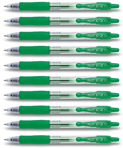 Pilot G2 Retractable Gel Pens, Grün, 10 Stifte