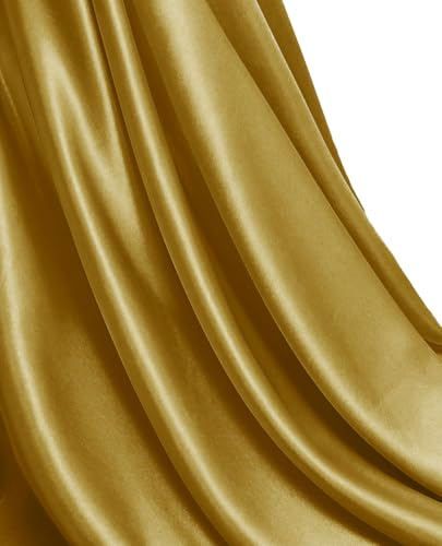 MDS Satin Fabric 10 Yards, 44 Wide, Silky Smooth Charmeuse Sateen Cloth for Wedding Arch Drapery Panel Backdrop Party Event Banquet Home Decoration Curtain Crafts DIY Sewing Costume - Gold