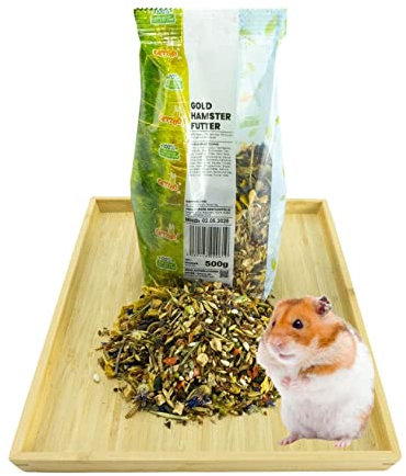 Getzoo Goldhamsterfutter 500g I Naturorientiert & Ausgewogen I Große Auswahl an Urgetreide I Inklusive Früchte & Gemüse I Hochwertige Eiweißquellen I Ohne Wasser-Eiweiß