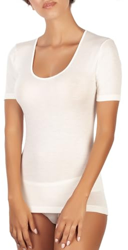EGI Maglia Donna Lana Seta Mezza Manica paricollo Intimo Caldo Termico Elegante Made in Italy, Art. 142 (6b)