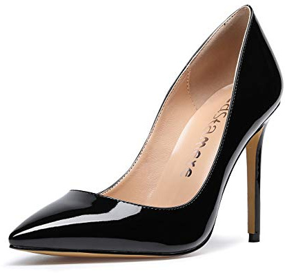 Castamere Escarpins Femme Bout Fermé Aiguille Talon 10CM Verni Noir Escarpin EU 37