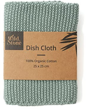 Wild & Stone | Paño de Cocina de Algodón Orgánico | Paño de Cocina Ecológico | Paño de Limpieza Biodegradable y Compostable (Musgo Verde)