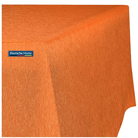 TEXMAXX® Tischdecke abwaschbar eckig - 140 x 200 cm in Orange/Maßgefertigte Tischdecke Leinenoptik/Tischdecke wasserabweisend mit Lotuseffekt/Gartentischdecke mit Fleckschutz