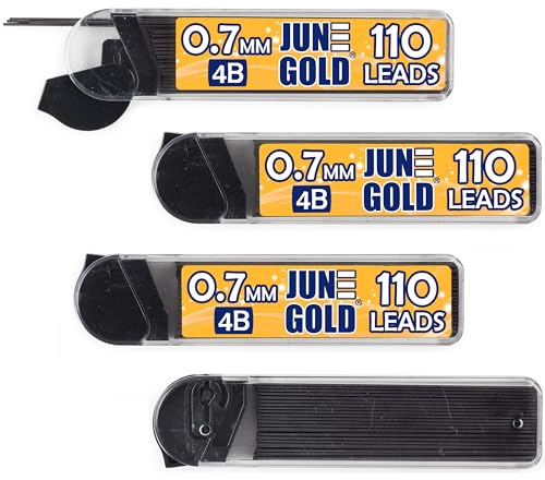 June Gold 0.7 mm, 440 Lead Refills, 4B, 4 Dispensers/w 110 Pieces Each