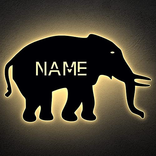 Elefant LED Deko Schlummerlicht Nachtlicht Spielzeug Tier personalisiert mit Wunsch Namen Lasergravur Abendlicht Schlafzimmer Wohnzimmer Geschenk
