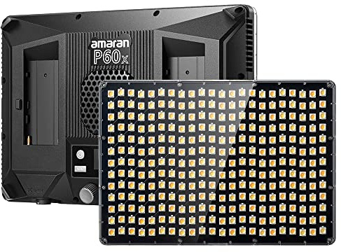 Aputure Amaran P60x Bi-Color Video Light LED-panel, CRI95+ TLCI 97+, 3200–6500K, 60 W, länkappkontroll, AC/DC strömförsörjning, OLED-skärm, 4 ljuseffekter