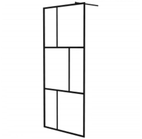 vidaXL Parete per Doccia Walk-in in Vetro Temperato Nera 90x195 cm