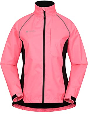 Mountain Warehouse Adrenaline Womens Waterproof Jacket - Breathable Ladies Coat, Taped Seams, Reflective Trims Rain Jacket - For Spring Summer, Cycling, Running Bright Pink Women's Size 12