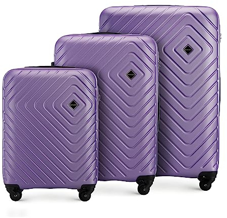 WITTCHEN Set de 3 Maletas Trolley Set de Maletas Trolley de Mano en ABS con 4 Ruedas Spinner Cerradura de combinación asa telescópica Cube Line Violeta