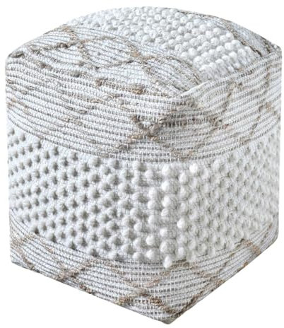 House Nordic Kubikpouf gewebt von Hand Elfenbein 40 x 40 cm