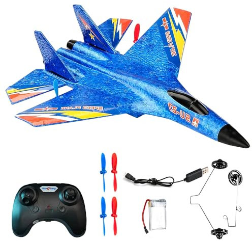 YANGUN Rc Flugzeug SU37, Ferngesteuertes Flugzeug 2.4 GHZ 2 Kanal, Modellflugzeug Ferngesteuert mit Gyroskop System, RC Flugzeug RTF für Anfänger, Kinder und Erwachsene Flugzeug