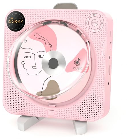 Arafuna Reproductor CD portatil, Bluetooth CD Player para el hogar con Altavoces Pantalla LCD y Mando a Distancia, Aupports FM Radio/AUX in/USB/Headphone Jack