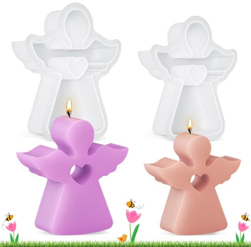 2 Stück Engel Taufe Silikon Kerzenform,Kommunion Konfirmation Silikonformen Gießformen Engel,Engel Kerzenformen Zum Gießen,für Kommunion Konfirmation Deko Taufe Geschenk (C)