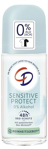 CD Deo Roll-On 'Sensitive Protect', 50 ml, sanftes Deodorant ohne Aluminiumsalze & ohne Alkohol, für empfindliche Haut geeignet, lang anhaltender Schutz für 48 h, vegan