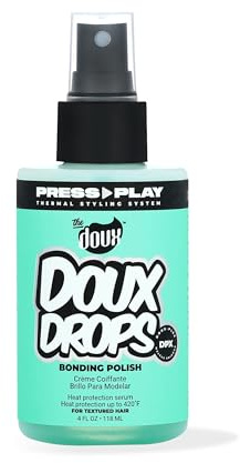The Doux DOUX DROPS Bonding Polish Spray – Anti-Humidity Hair Smoother & Heat Protectant for Curly Hair – Silkening Bonding Oil with Vitamin E, Baobab & Jojoba, 4 oz