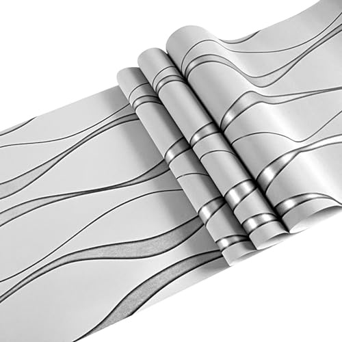 Papier peint à rayures à décoller et à coller,Papier peint à rayures,Papier de contact texturé à rayures modernes - Papiers peints de mode à rayures incurvées et non tissées en relief imprimé