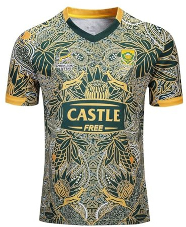 Afrique du Sud Edition Maillot de Rugby, T-Shirt de Rugby Polo Maillot d'entraînement de Match for Hommes(S)