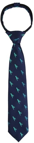 Alizeal Toddler Printed Fun Novelty Woven Stripe Solid Neckties for Kids, Green Dinosaur