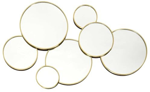 HOME DECO FACTORY, HD4391, Specchio Decorativo Rotondo in Legno MDF, Design Moderno e Asimmetrico, Ideale per Soggiorno o Camera da Letto, Finitura Elegante, 57 x 35 cm, Oro