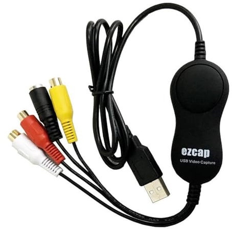 Docooler Tarjeta de grabación de vídeo USB 2.0 UVC, convertidor de VHS a digital, caja de grabación de vídeo compatible con entrada CVBS y S-Video, convierte VHS/DVD, VCR, videocámara, reproductor de