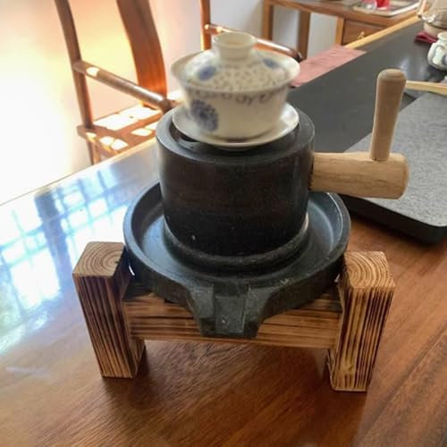 HTERBPOY Stone Grain Mill,Stone Mill Hand Cranked Tea Powder Grinder,Small Matcha Tea Powder Grinding Machine,Stone Mill Grinder, for Grind Dry and Wet Foods for Grains,Beans and Barley