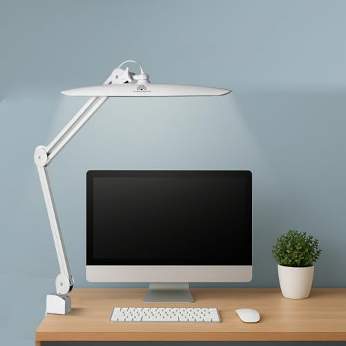 Global Fashion - Lampada da scrivania a LED con morsetto, con luce diurna, dimmerabile, per ufficio, cucito, ufficio, studio, facile da leggere