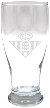 CYPBRANDS Real Betis Balompié, Vaso de Cerveza, Capacidad 565 ml, Vidrio, Transparente, Producto Oficial