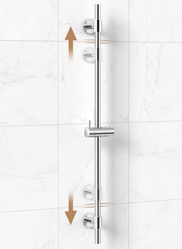 KES Duschstange Brausestange Edelstahl 18/8 Ganzmetall Ohne Plastik, 78CM Duschkopf Halterung mit Verstellbarer Duschkopfhalterung Wandstange Dusche Poliert, F210S78-PS