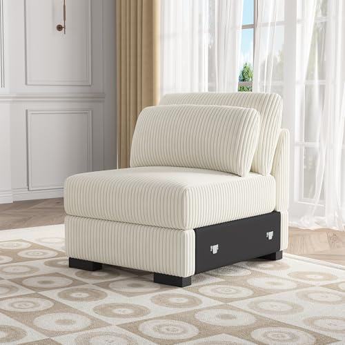 KeepGoon Canapé 1 Places, canapé modulaire en Velours côtelé, canapé rembourré canapés modulaires, Salon 2 Places avec Coussins, canapés, canapés, canapés, canapés, canapés, lit et Fauteuil (Beige)