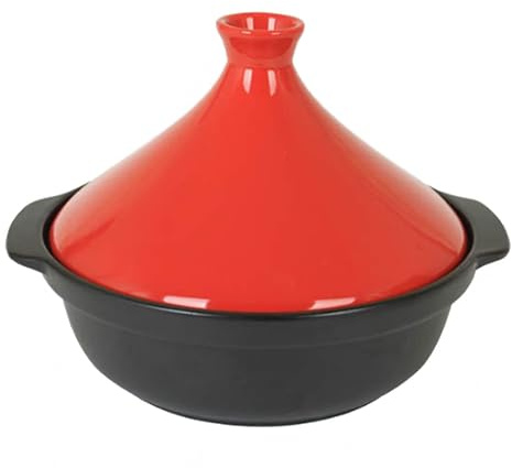 Moroccan mini ceramic tagine cooking pot, small – ideal for, braising and as a stovetop slow cooker, green(Rot,Big)