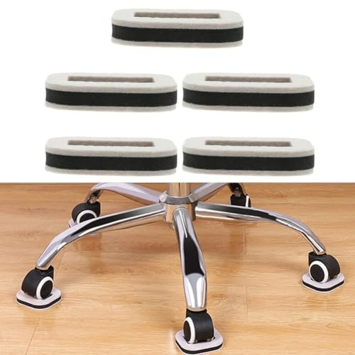 Tope de Rueda para Silla, 5 piezas Almohadillas para Sofás y Sillas de Oficina, Almohadillas de Rodillo para Pies, Almohadillas de Fijación, Protector de Suelo con Polea de Fieltro
